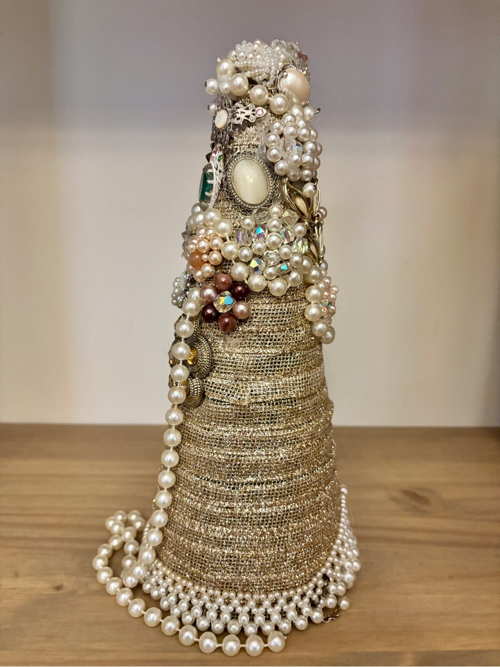 Pearl-Rhinestone Decorative Cone/Jewelry  Tree  - DIY/Craft - unfinished